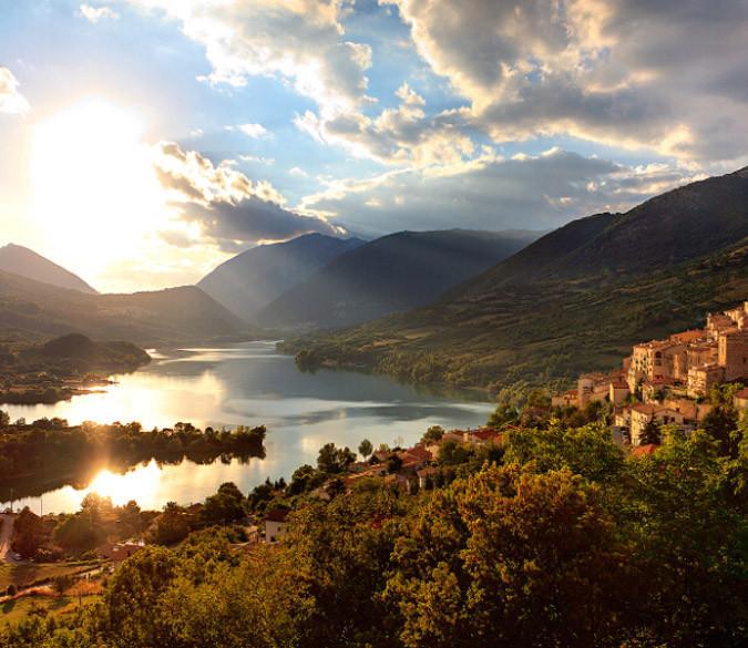 Mountains Lake Town Wallpaper AJ Wallpapers 