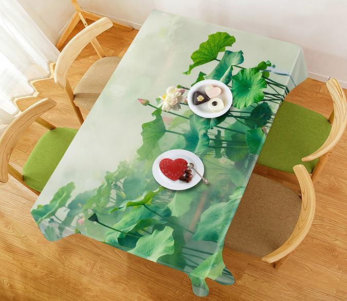 3D Misty Lotus Flowers 706 Tablecloths Wallpaper AJ Wallpaper 