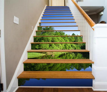 3D Lakeside Forest 113 Stair Risers Wallpaper AJ Wallpaper 