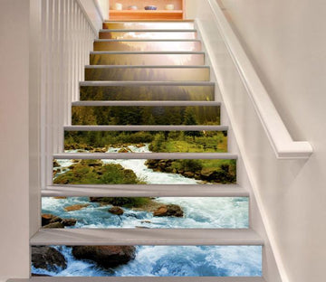 3D Riverside Forest 305 Stair Risers Wallpaper AJ Wallpaper 