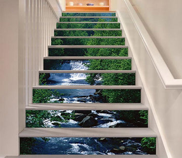 3D Riverside Green Trees 964 Stair Risers Wallpaper AJ Wallpaper 