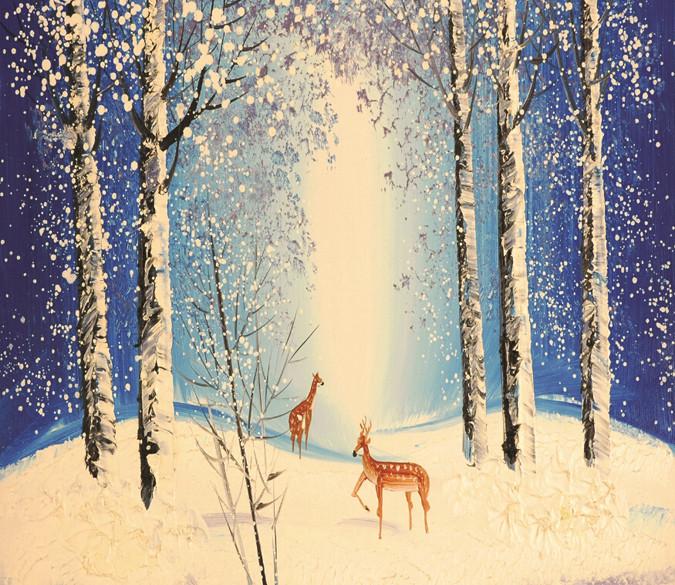 Snowing Forest Deer Wallpaper AJ Wallpaper 