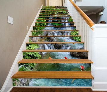 3D Creek Jumping Carps 1421 Stair Risers Wallpaper AJ Wallpaper 