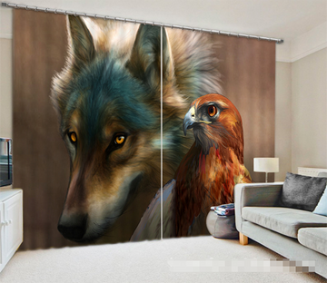 3D Wolf And Bird 1039 Curtains Drapes Wallpaper AJ Wallpaper 