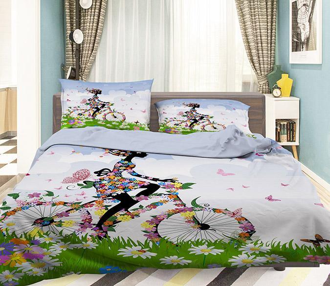 3D Flowers Girl 156 Bed Pillowcases Quilt Wallpaper AJ Wallpaper 