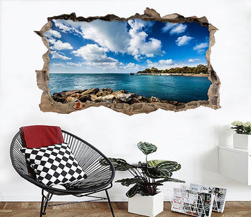 3D Vast Blue Sky 065 Broken Wall Murals Wallpaper AJ Wallpaper 
