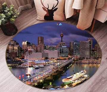 3D Vancouver Night View 58 Round Non Slip Rug Mat Mat AJ Creativity Home 
