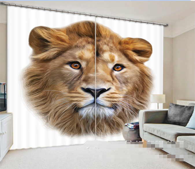3D Handsome Lion 966 Curtains Drapes Wallpaper AJ Wallpaper 