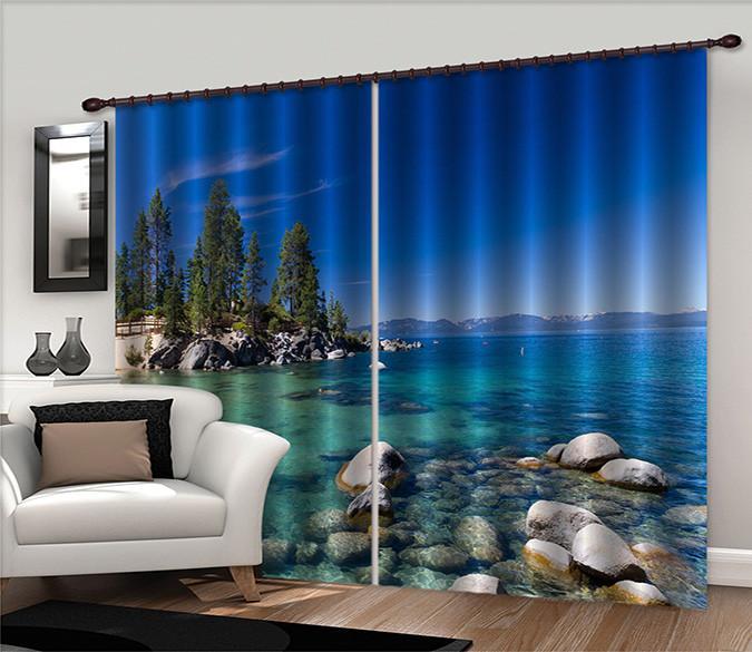3D Sea Bay Scenery 683 Curtains Drapes Wallpaper AJ Wallpaper 