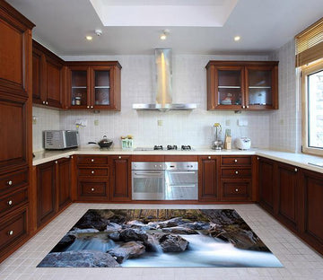 3D Forest Creek Rocks Kitchen Mat Floor Mural Wallpaper AJ Wallpaper 