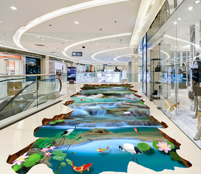 3D Forest Stream Floor Mural Wallpaper AJ Wallpaper 2 