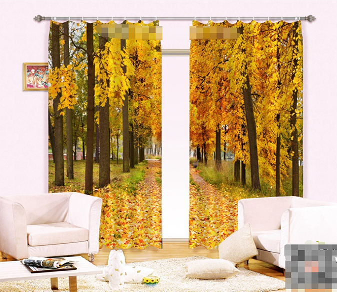 3D Pretty Orange Trees 1062 Curtains Drapes Wallpaper AJ Wallpaper 