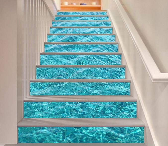 3D Crystal Clear Sea Water 810 Stair Risers | AJ Wallpaper