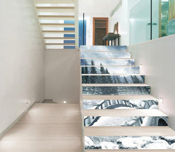 3D Snow Forest Bridge 313 Stair Risers Wallpaper AJ Wallpaper 