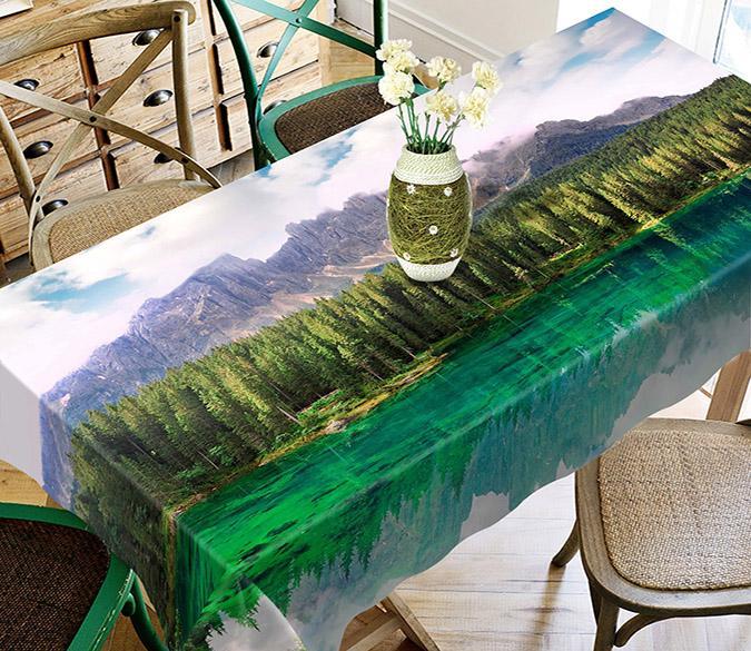 3D Mountain Forest Lake 726 Tablecloths Wallpaper AJ Wallpaper 