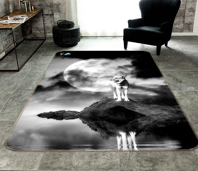 3D Lakeside Wolf 230 Non Slip Rug Mat Mat AJ Creativity Home 