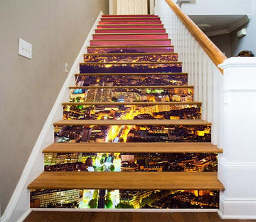 3D Bright City Night 851 Stair Risers Wallpaper AJ Wallpaper 