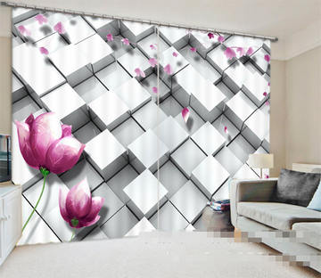 3D Cubes And Flowers 954 Curtains Drapes Wallpaper AJ Wallpaper 
