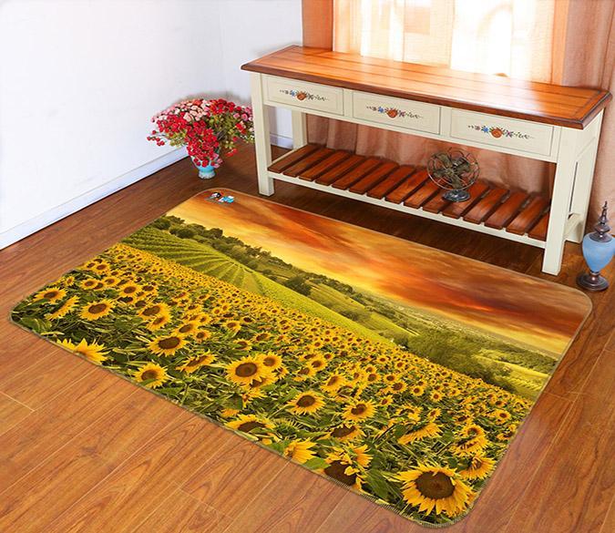 3D Sunflower Field 200 Non Slip Rug Mat Mat AJ Creativity Home 