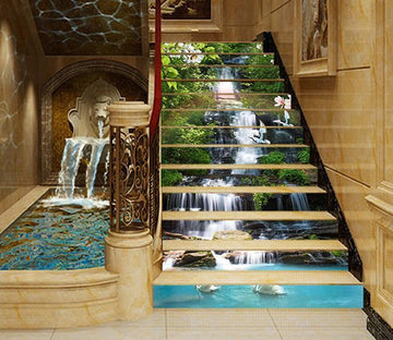 3D Creek Cranes Birds 1620 Stair Risers Wallpaper AJ Wallpaper 