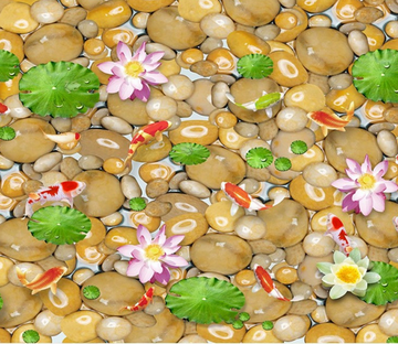 3D Pond Pebbles Floor Mural Wallpaper AJ Wallpaper 2 