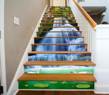 3D Waterfall Lake Animals 567 Stair Risers Wallpaper AJ Wallpaper 