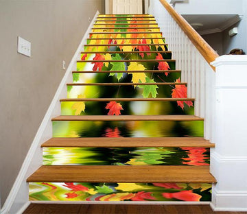 3D Lake Falling Leaves 1269 Stair Risers Wallpaper AJ Wallpaper 