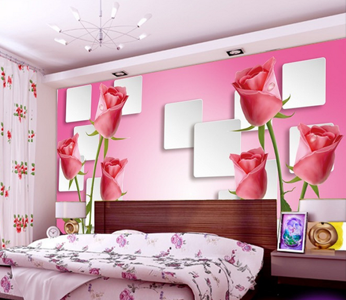 Red Roses And Squares Wallpaper AJ Wallpaper 