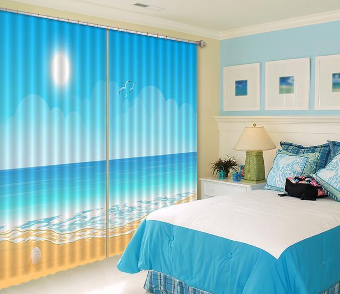 3D Seaview Pattern 519 Curtains Drapes Wallpaper AJ Wallpaper 