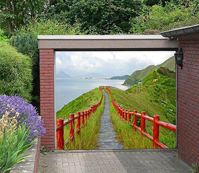 3D Seaside Mountain Road 30 Garage Door Mural Wallpaper AJ Wallpaper 