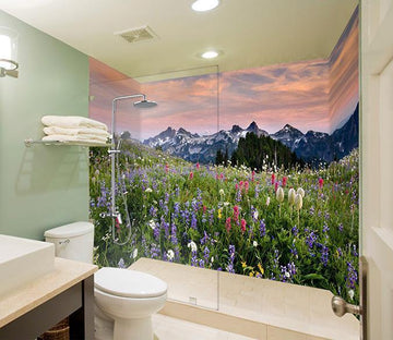 3D Mountain Wildflowers 8 Bathroom Wallpaper Wallpaper AJ Wallpaper 