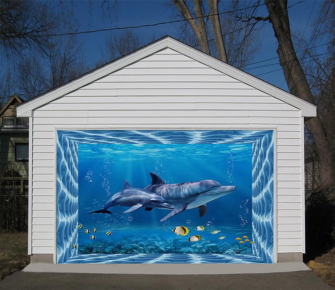 3D Ocean Dolphins 41 Garage Door Mural Wallpaper AJ Wallpaper 