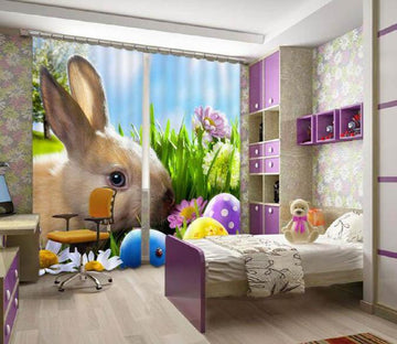 3D Grass Rabbit 845 Curtains Drapes Wallpaper AJ Wallpaper 