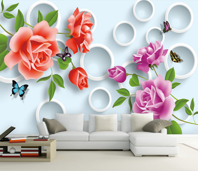 Colored Blossoms And Circles Wallpaper AJ Wallpaper 