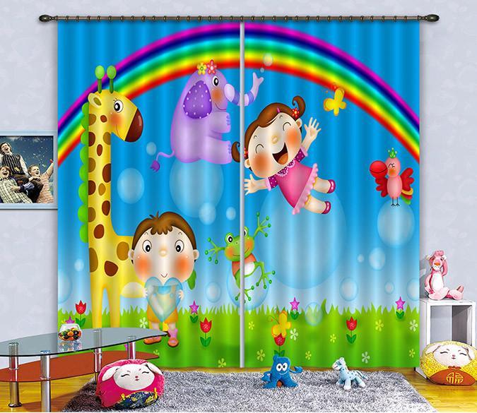 3D Lovely Children Animals 164 Curtains Drapes Wallpaper AJ Wallpaper 