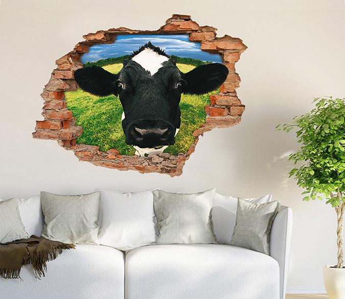 3D Funny Cow 24 Broken Wall Murals Wallpaper AJ Wallpaper 