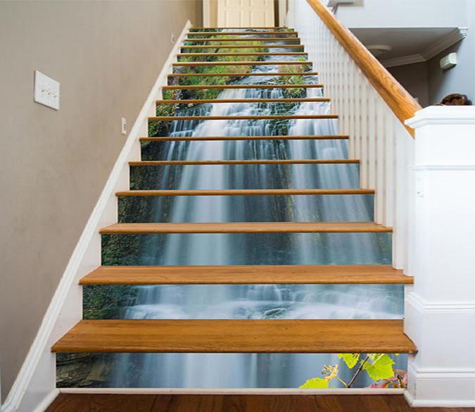 3D River Waterfalls 1597 Stair Risers Wallpaper AJ Wallpaper 