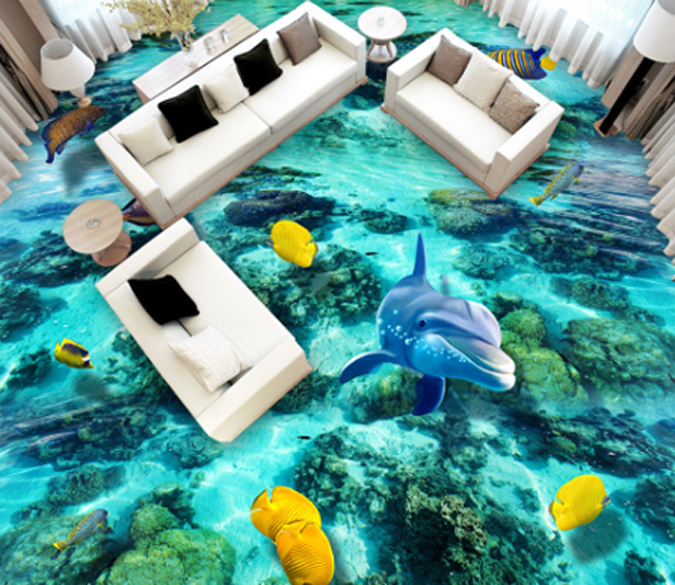 3D Clear Waters Floor Mural Wallpaper AJ Wallpaper 2 