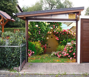 3D Courtyard Flowers 105 Garage Door Mural Wallpaper AJ Wallpaper 