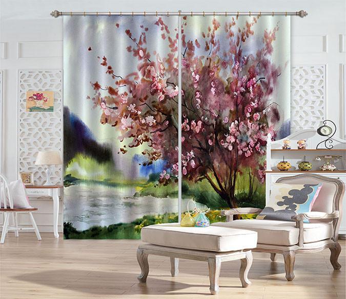 3D Tree Painting 676 Curtains Drapes Wallpaper AJ Wallpaper 