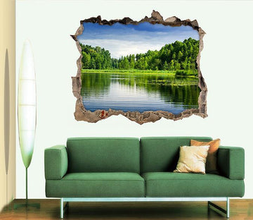 3D Green Lake Scenery 392 Broken Wall Murals Wallpaper AJ Wallpaper 