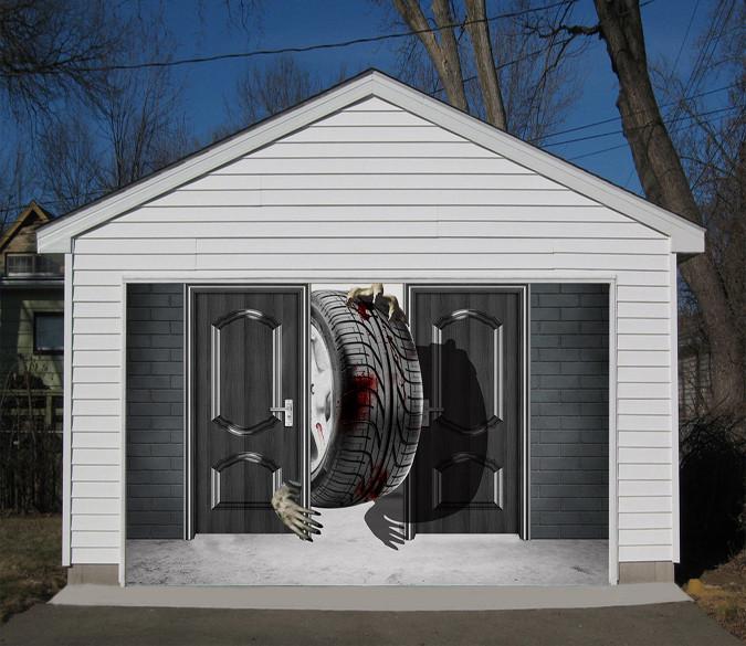 3D Gate Monster Tire 243 Garage Door Mural Wallpaper AJ Wallpaper 