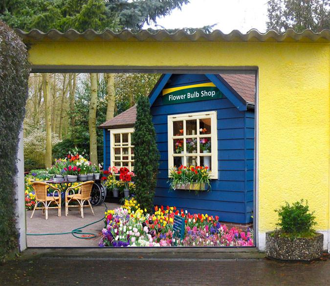 3D Flower Bulb Shop 339 Garage Door Mural Wallpaper AJ Wallpaper 