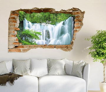 3D Forest Waterfall 125 Broken Wall Murals Wallpaper AJ Wallpaper 