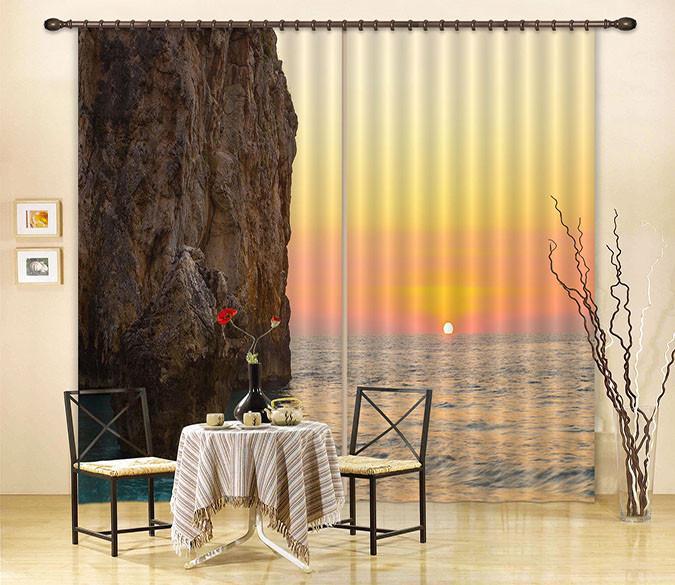 3D Sea Coast Sunset 215 Curtains Drapes Wallpaper AJ Wallpaper 
