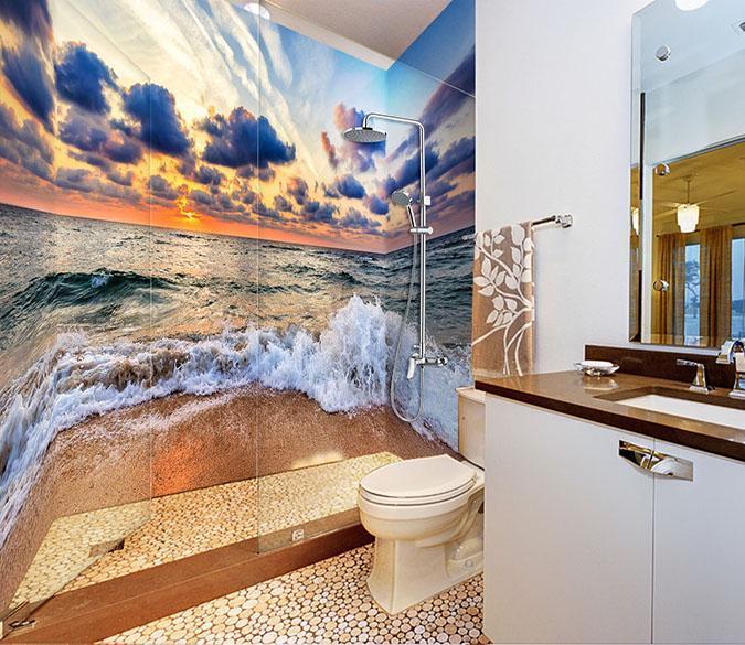 3D Sea Sunset Clouds 38 Bathroom Wallpaper Wallpaper AJ Wallpaper 