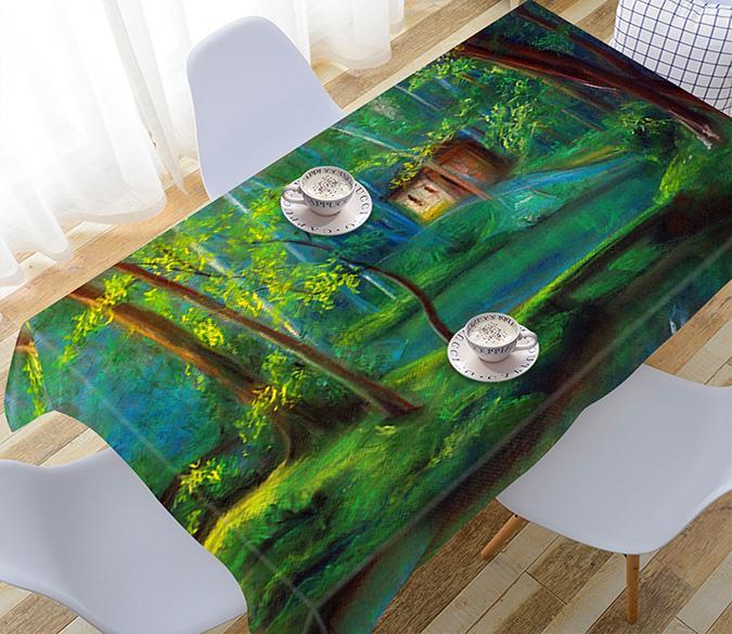 3D Forest Cottage Painting 843 Tablecloths Wallpaper AJ Wallpaper 