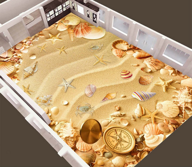 3D Sand Beach Floor Mural Wallpaper AJ Wallpaper 2 
