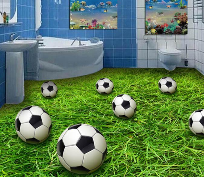 3D Grassland Footballs Floor Mural Wallpaper AJ Wallpaper 2 