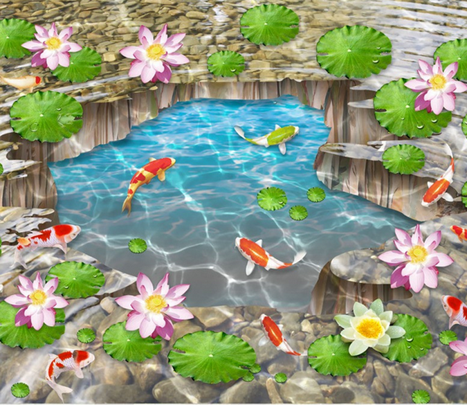 3D Pond Hole Floor Mural Wallpaper AJ Wallpaper 2 